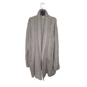 Womens Hyped Unicorn Cable Knit Open Front Cardigan‎ Sweater Gray Medium